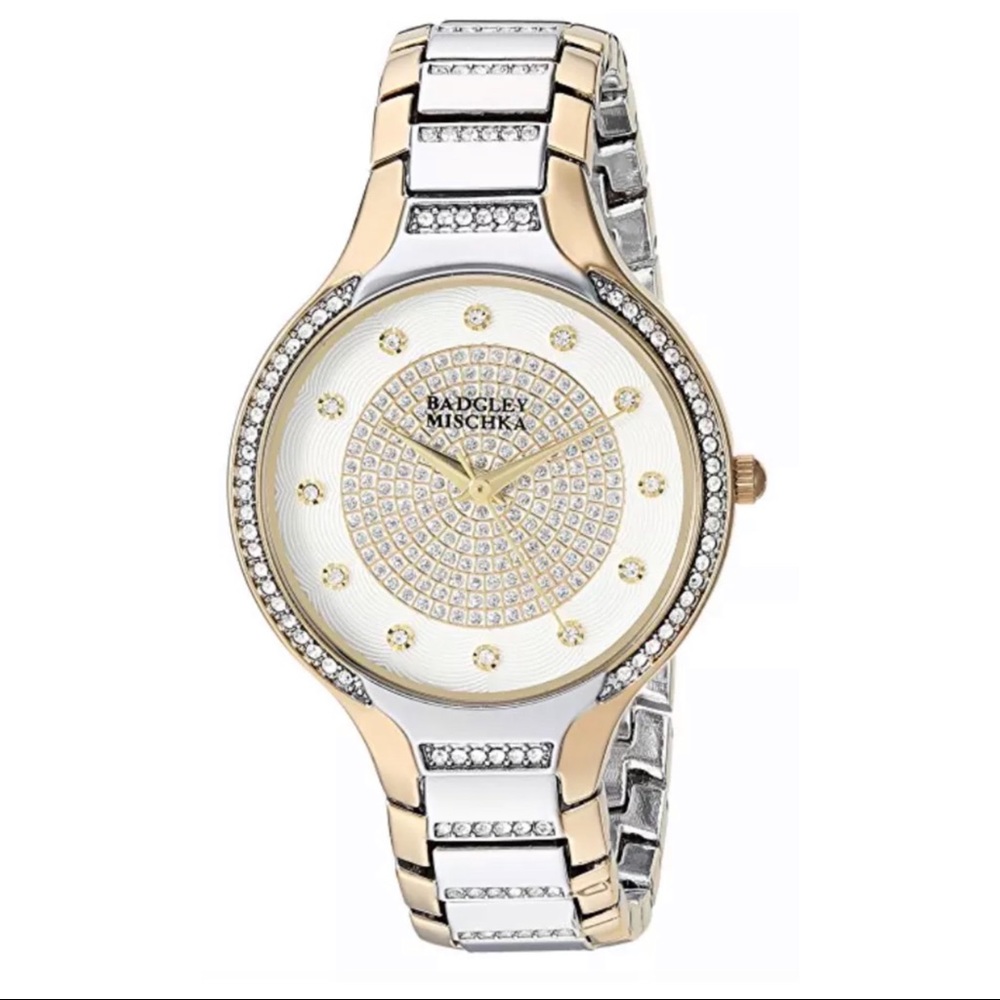 🆕New Badgley Mischka Two Tone Crystal Watch NWOT